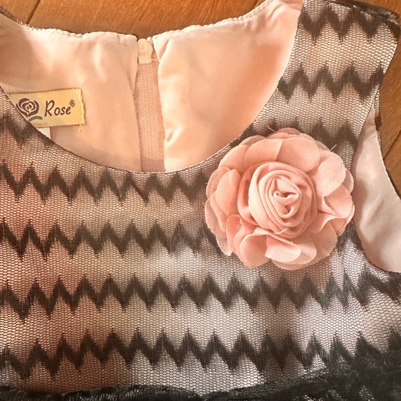 Pink and Black Zigzag Formal Kids Dress - Picture 6 of 8